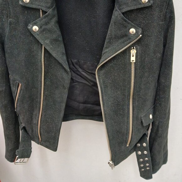 IRO Rare Black Speckle Suede Moto Jacket - Picture 9 of 9